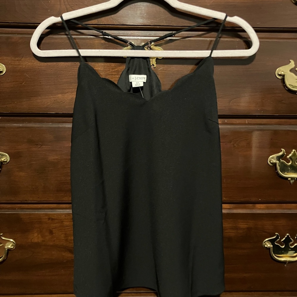 J.CREW | Black Scalloped Top size 00
